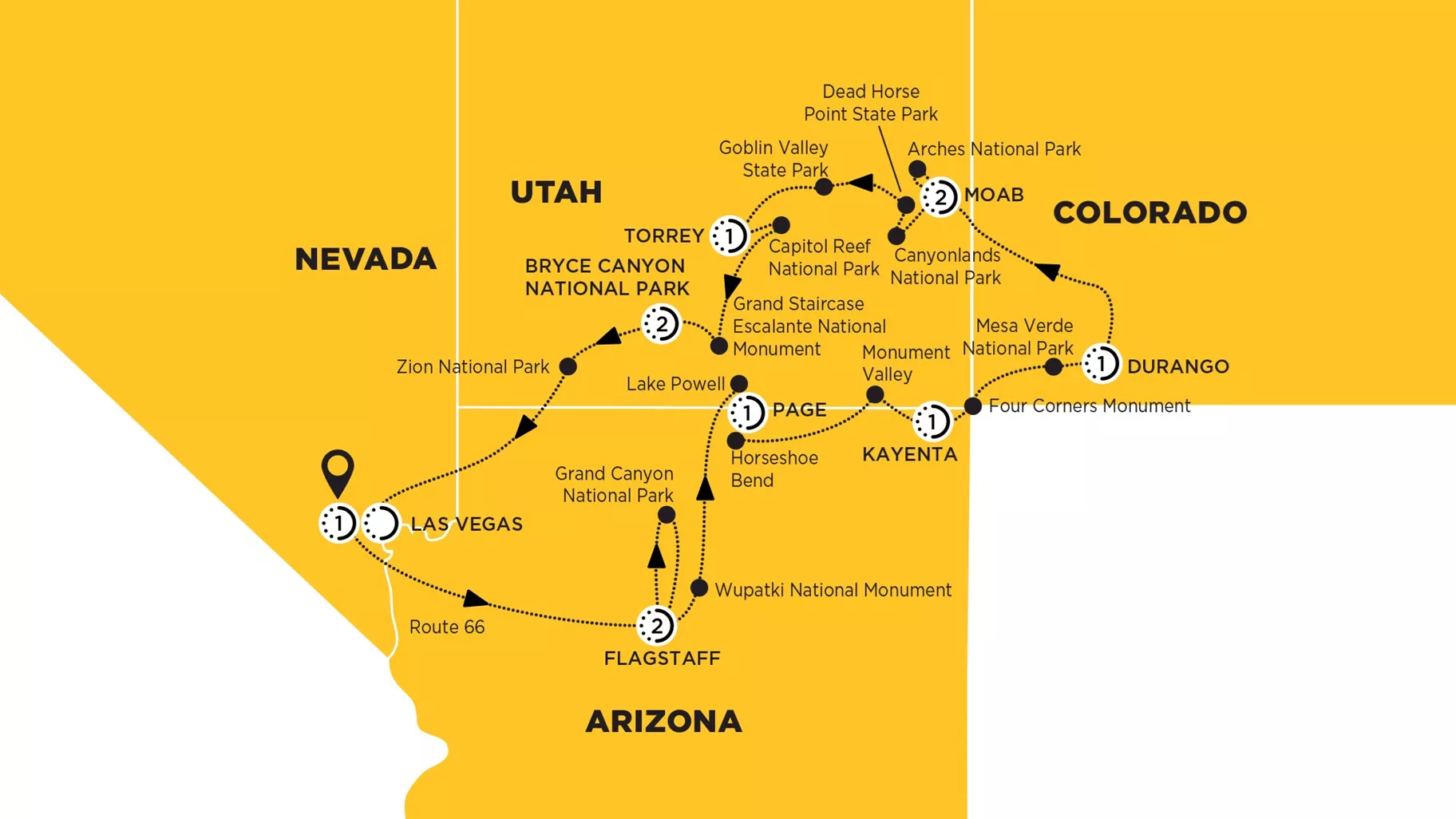 Canyon Country Showcase Guided Tour Map